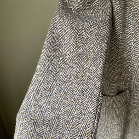 J.G. Hook | Vintage Wool Double Breasted Herringbone Trench Duster Coat - Picture 10 of 14